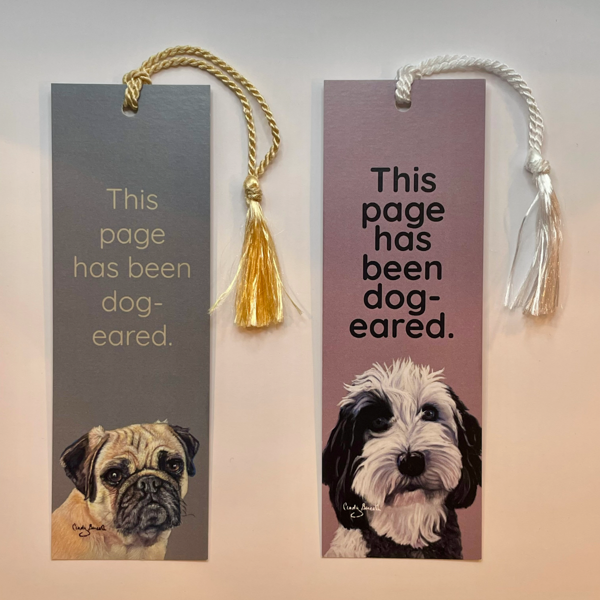 Bookmark w/ Pug or Doodle Dog Artwork & "Dog-Eared" Message