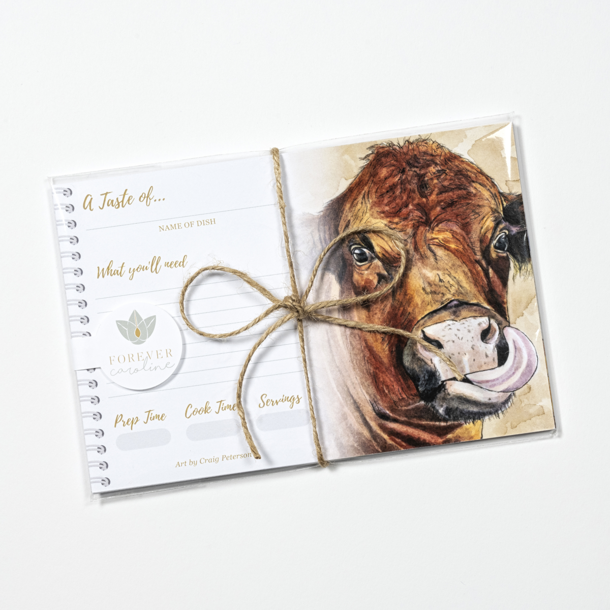 Recipe Cards Gift Set w/ Whimsical Cow Artwork | 8 Cards