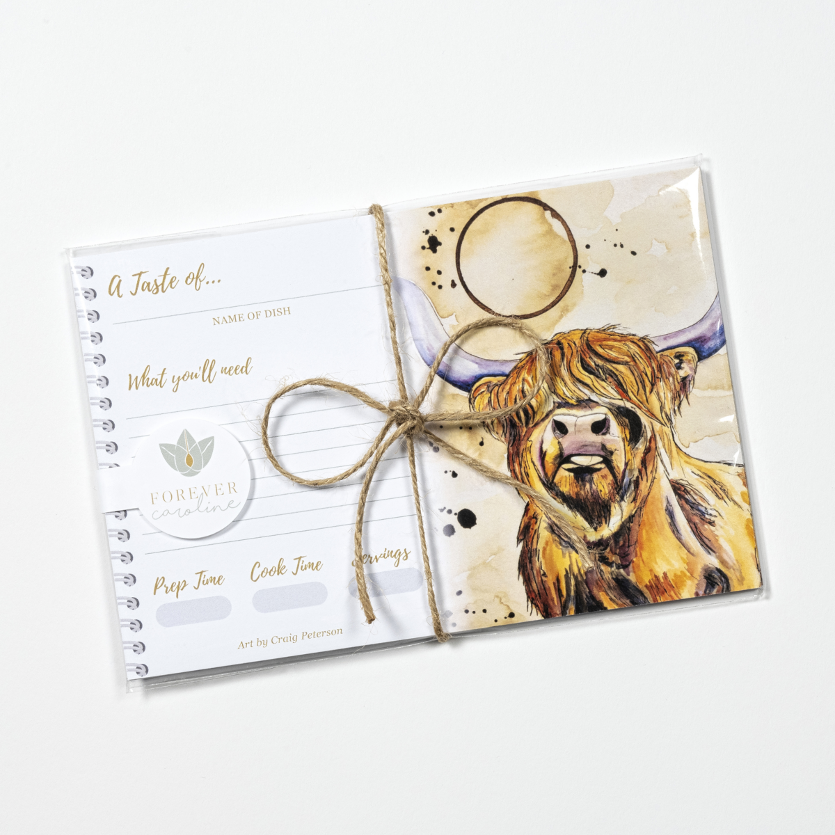 Recipe Cards Gift Set w/ Highland Cow Art | 8 Cards