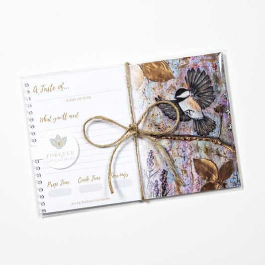 Recipe Cards Gift Set w/ Elegant Chickadee Artwork | 8 Cards