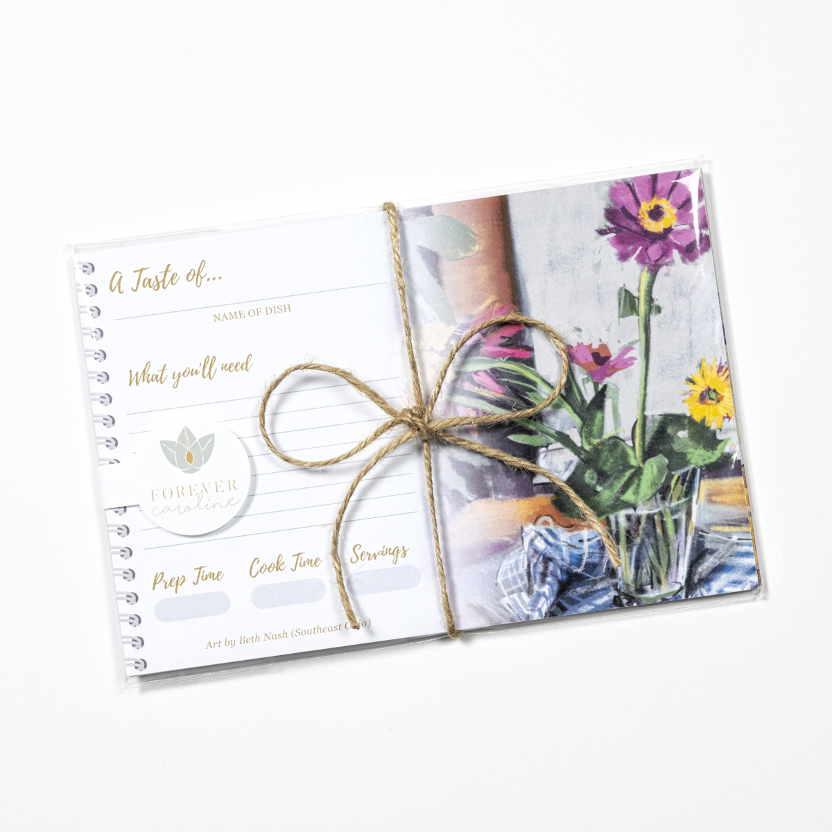 Recipe Cards Gift Set w/ Colorful Flowers Artwork | 8 Cards