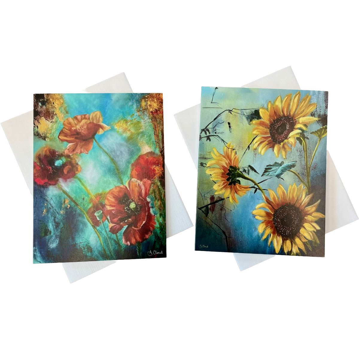 Poppies & Sunflowers All-Occasion Blank Notecard Set | 4 Card Set