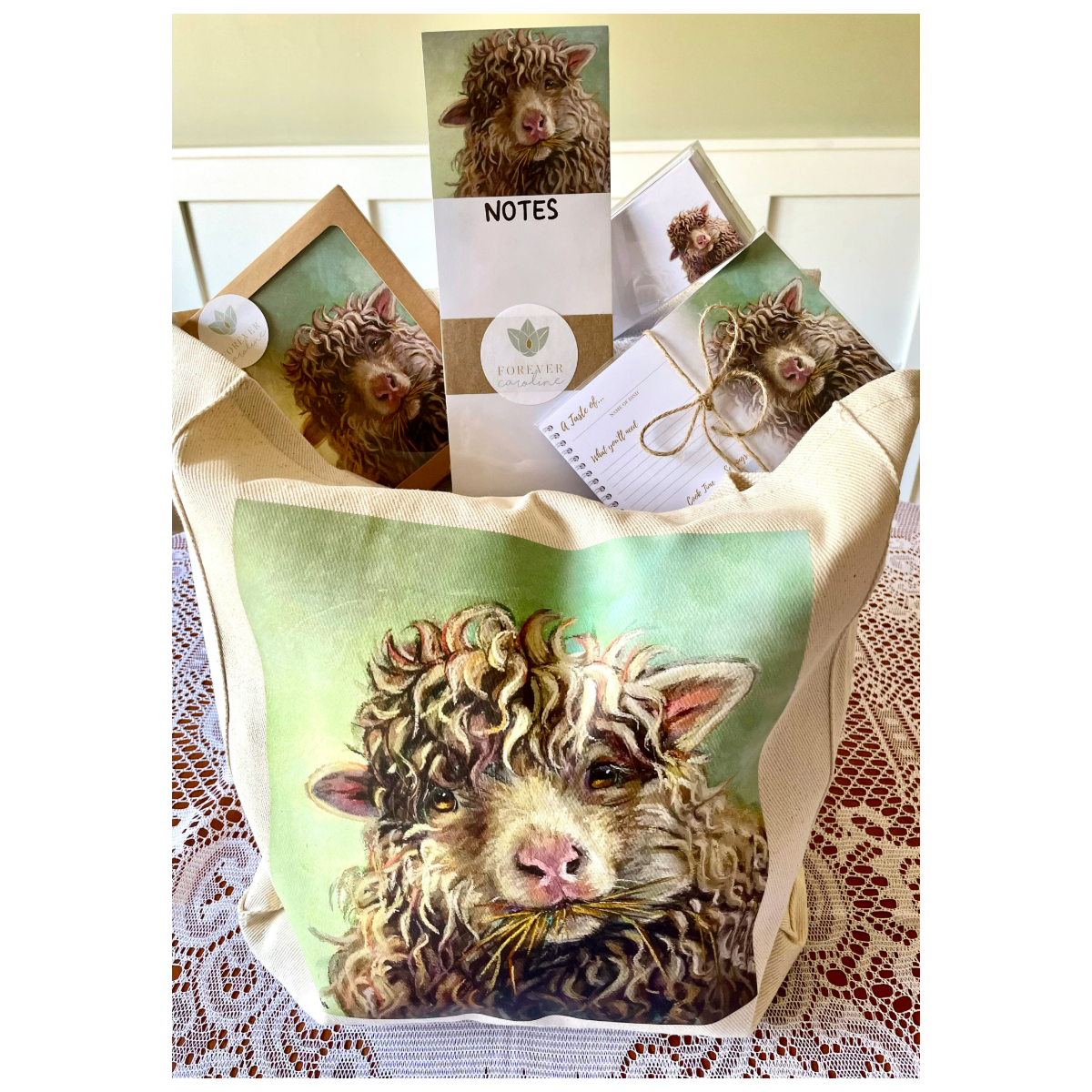 Sheep Portrait Market Bag Gift Set