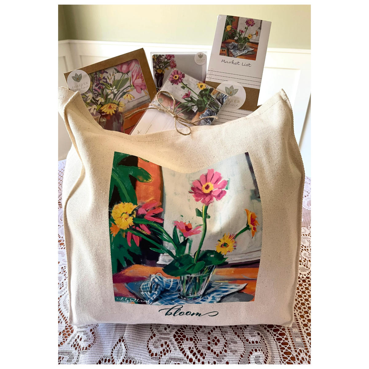 Floral "Bloom" Market Bag Gift Set