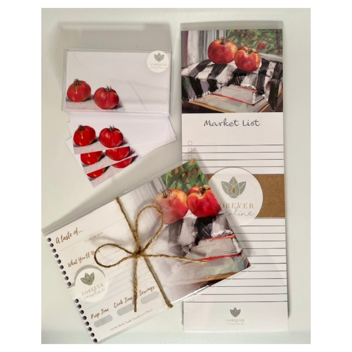 Red Tomato Lover Gift Set | Magnetic Notepad, Recipe Card Set, "Love Notes" Pack of 60 Tiny Cards