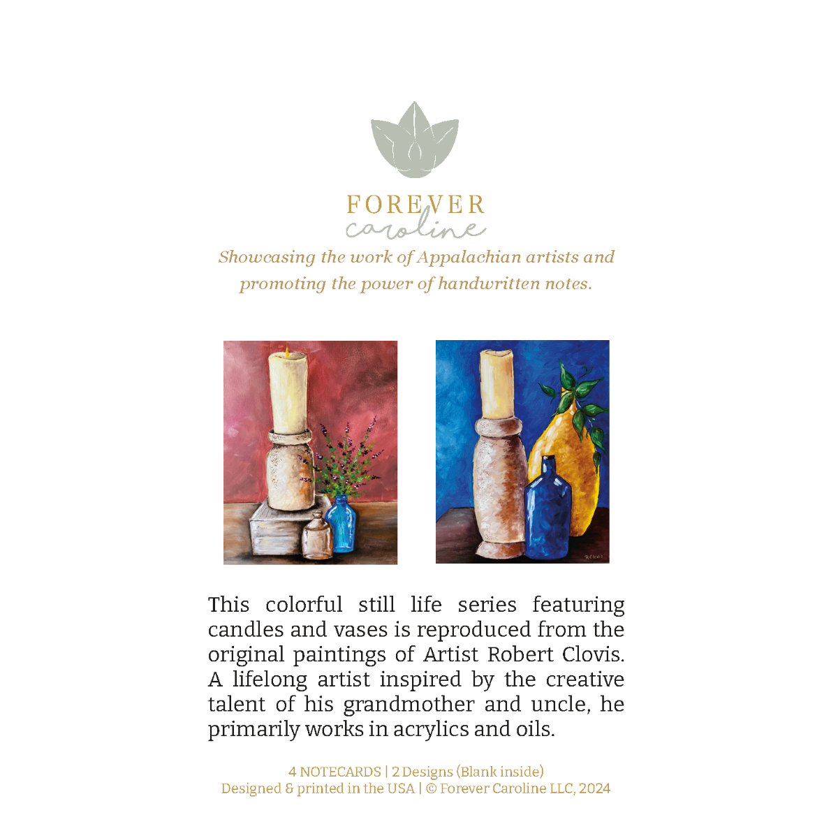 Candlelight and Vase Boxed Notecard Set | 4-Card Elegant Stationery Set