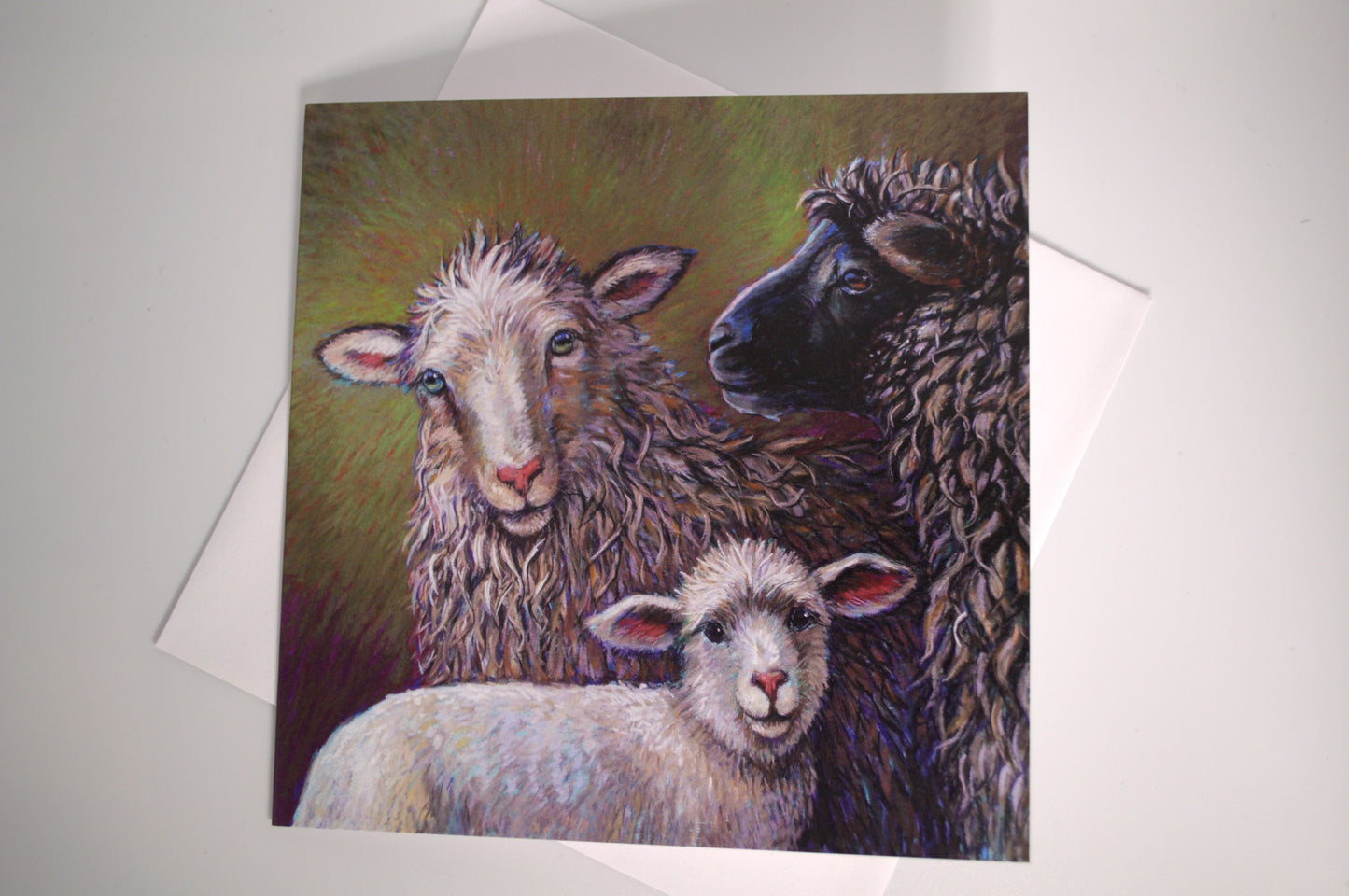 Sheep Family All-Occasion Blank Notecard OR 4 Card Set