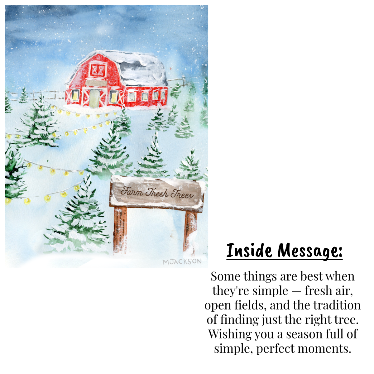 Christmas Tree Farm Holiday Greeting Card w/ Inside Message | Single Card or Boxed Set of 4, 8 or 20 Cards