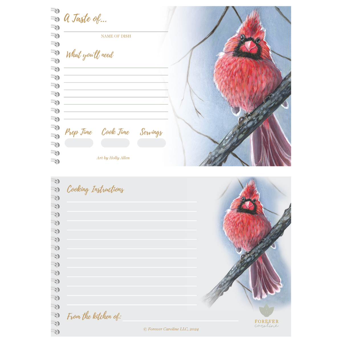 Allen Cardinal Bird Recipe Cards