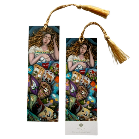 Bookmark w/ Girl Sleeping Under Family Quilt