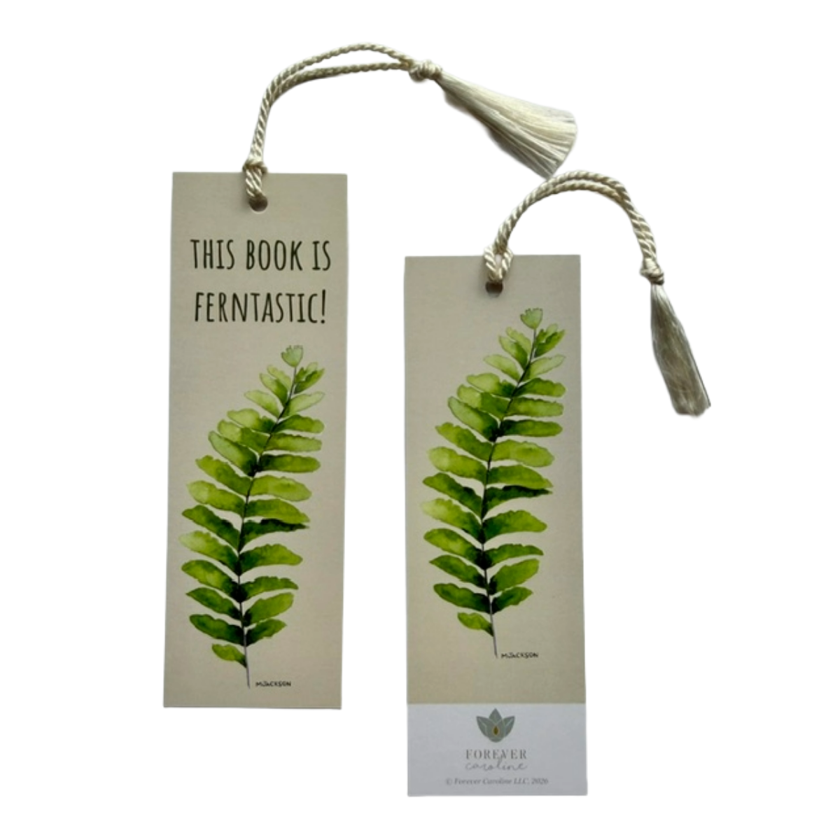 Bookmark w/ Maidenhair Fern Artwork & "This Book is Ferntastic"