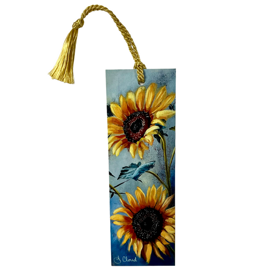 Elegant Sunflower Two-Sided Bookmark with Tassel