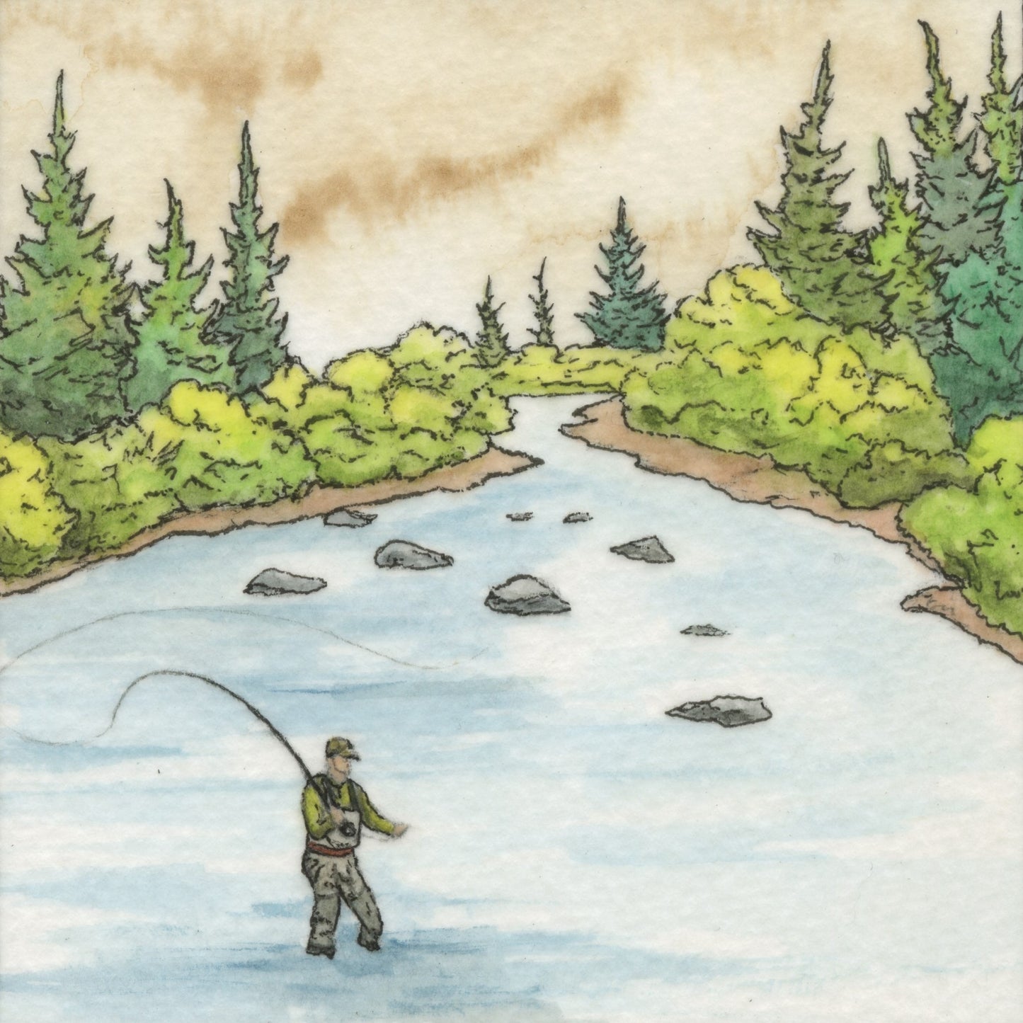 Peterson Fishing Square Notecard Set