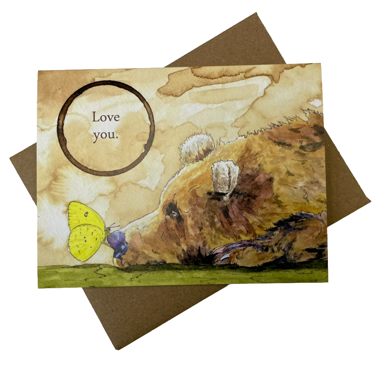 Bear & Butterfly "Happy Valentine's Day" or "Love You" Card