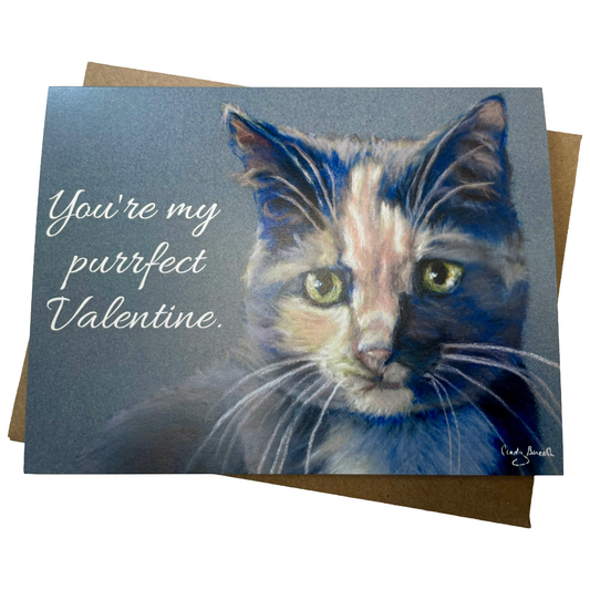Gray Cat "You're My Purrfect Valentine" Valentine's Day Card