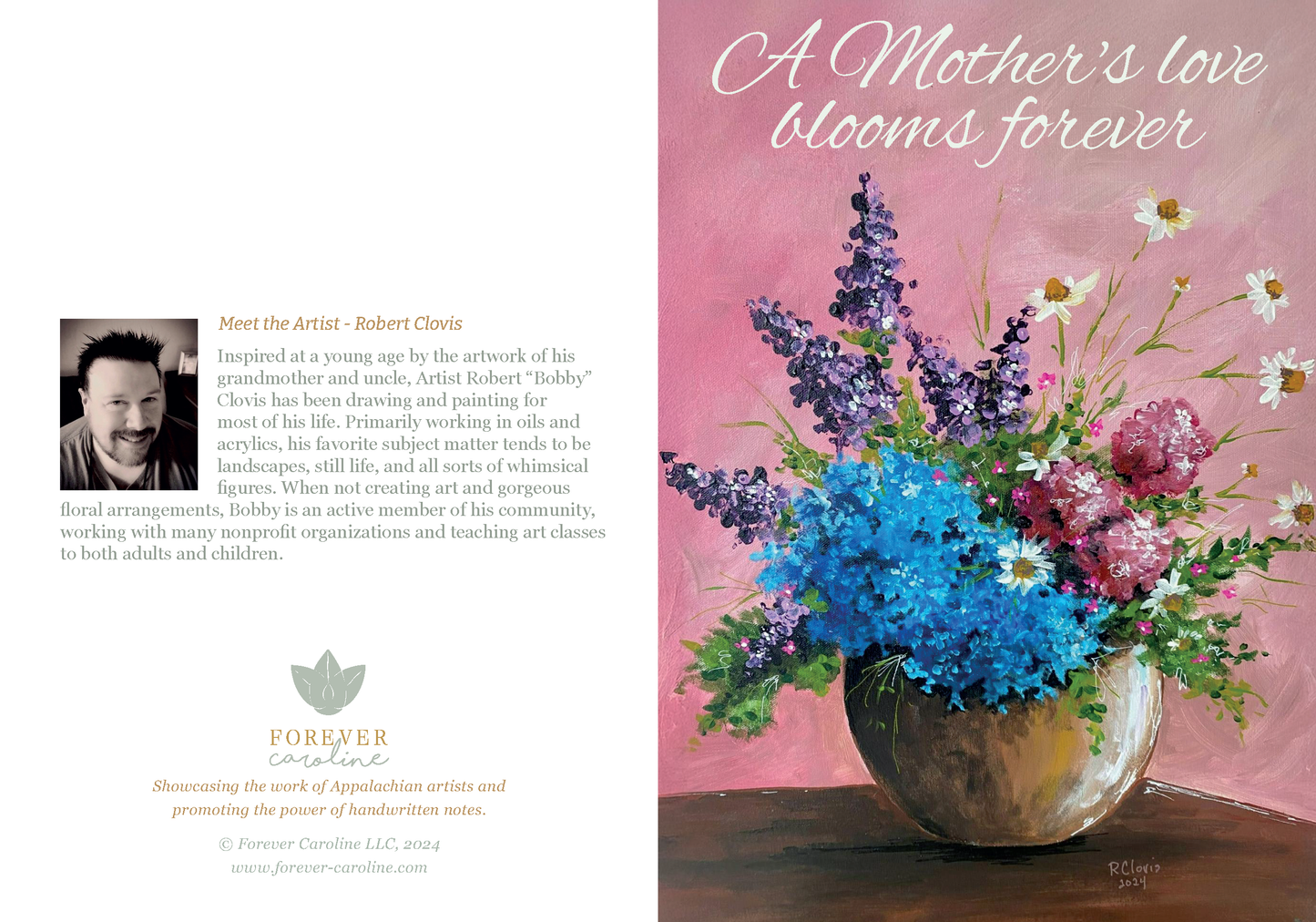 Blissful Blooms Birthday Card for Mom with 'A Mother's Love Blooms Forever' Message