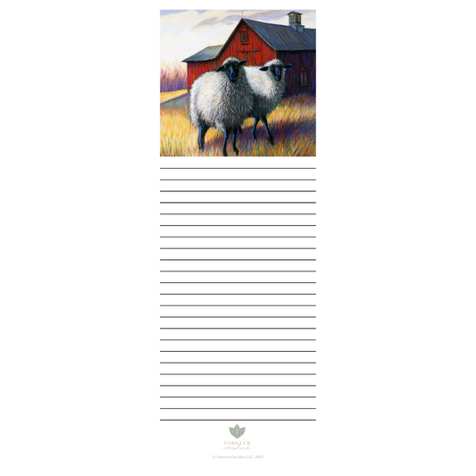 Sheep and Barn Lined Magnetic Notepad