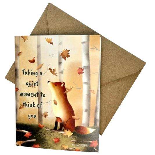 Fall Woodland Fox Thinking of You Whimsical Greeting Card