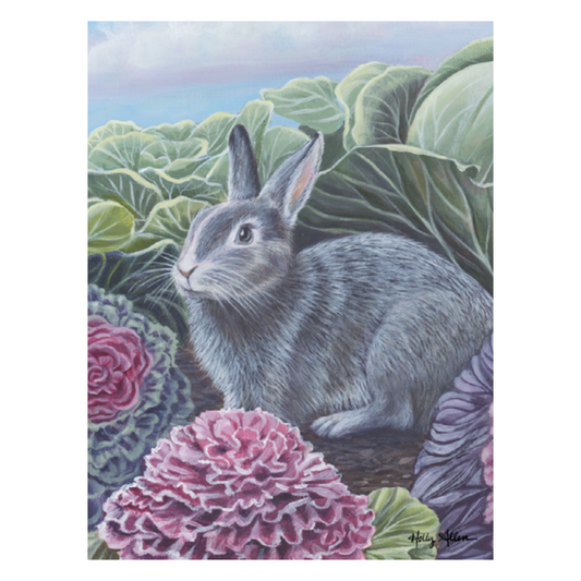 Bunny in Cabbage Patch Notecard | Cute Easter Card