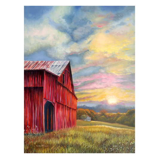 Rustic Barn at Sunset Fine Art Notecard | Single or Boxed Set of 4, 8 or 20