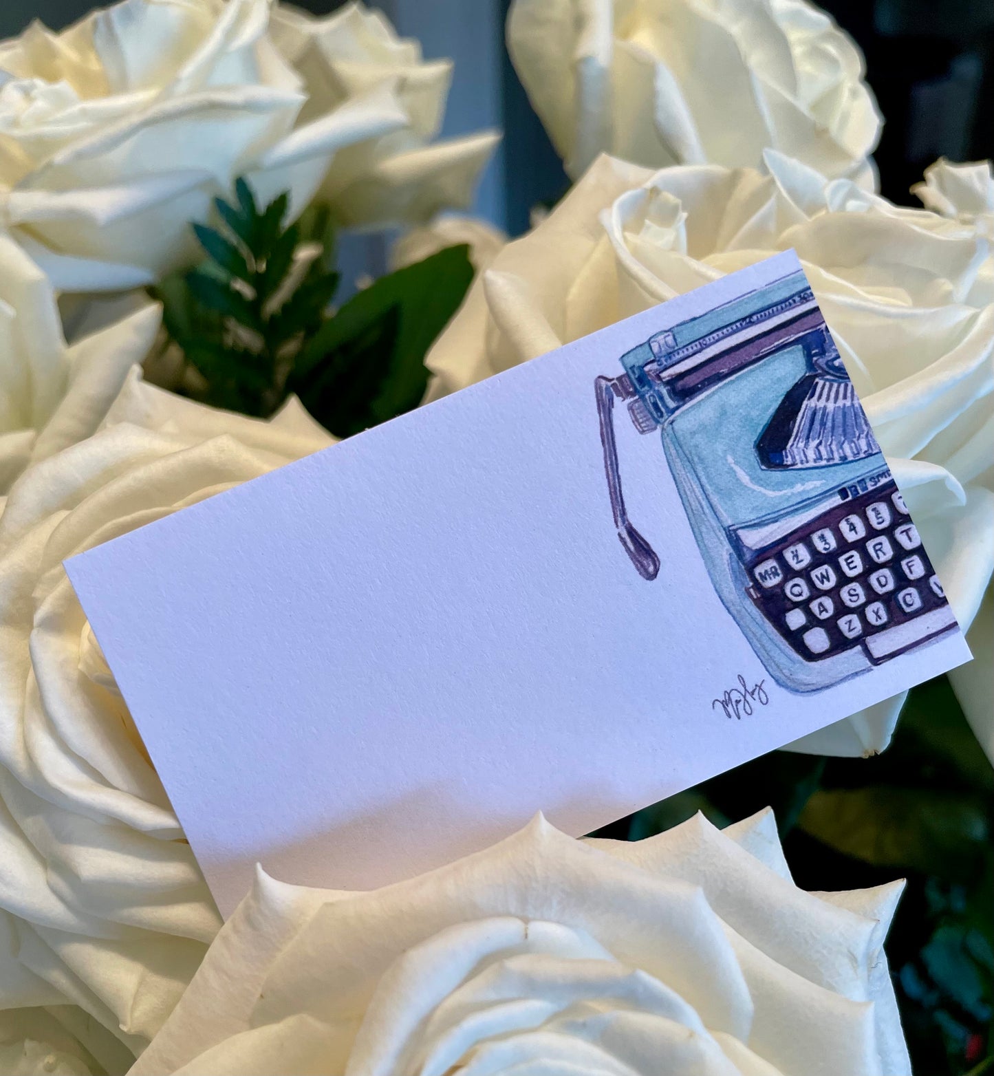 Vintage Blue Typewriter "Love Notes" Pack of 60 Cards