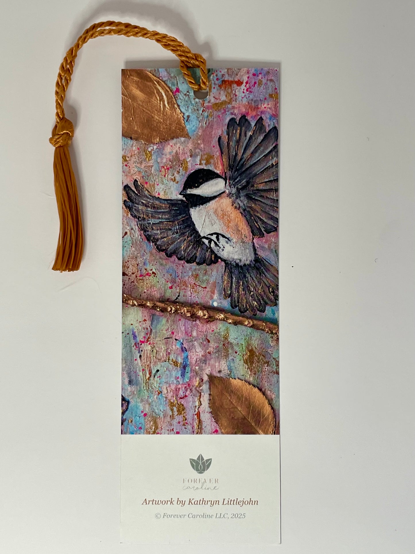 Bookmark w/ Chickadee Bird Artwork | Double-Sided with Tassel