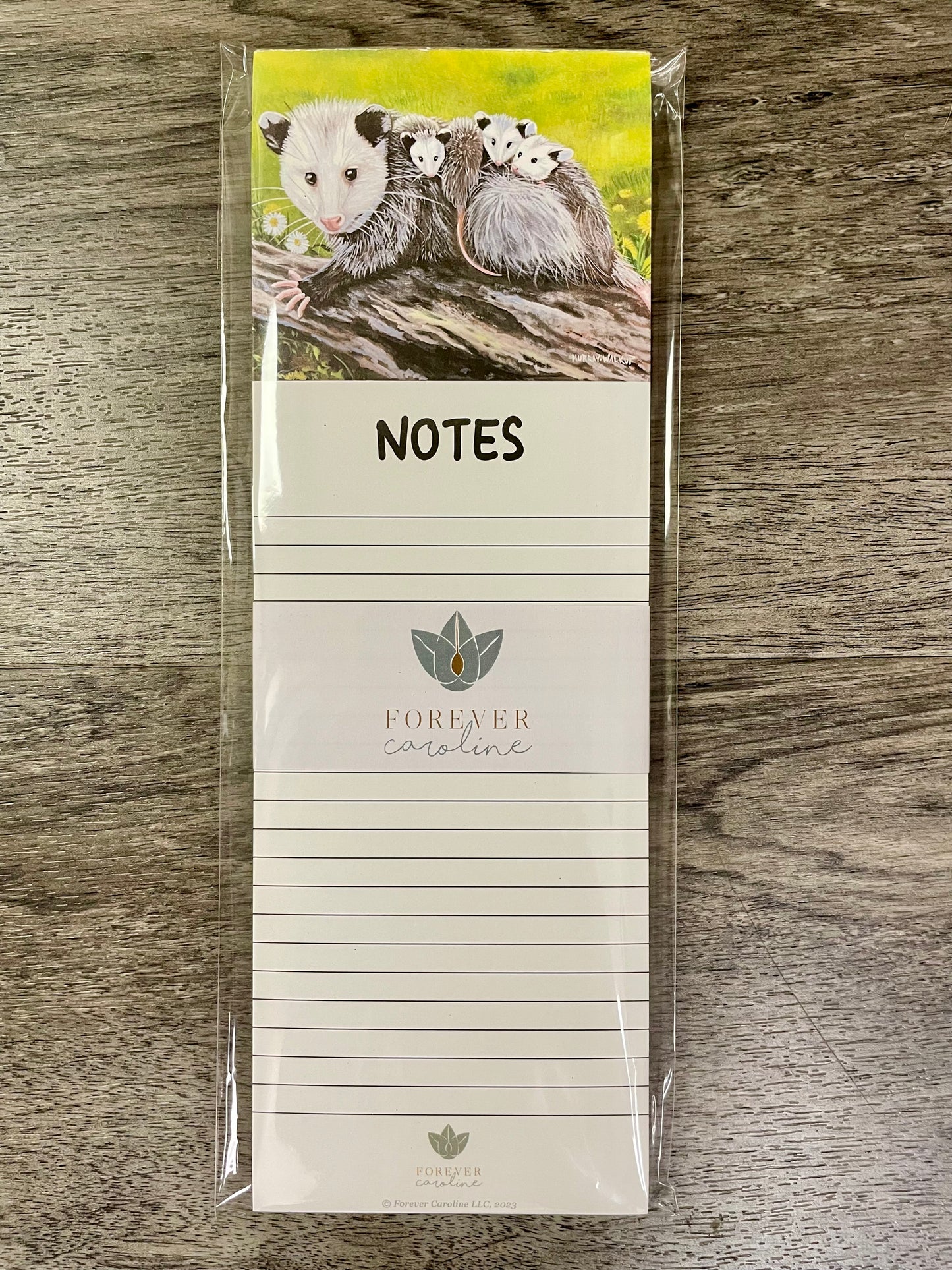 Whimsical Opossum Family Magnetic Notepad | Cute Woodlands Wildlife Tablet