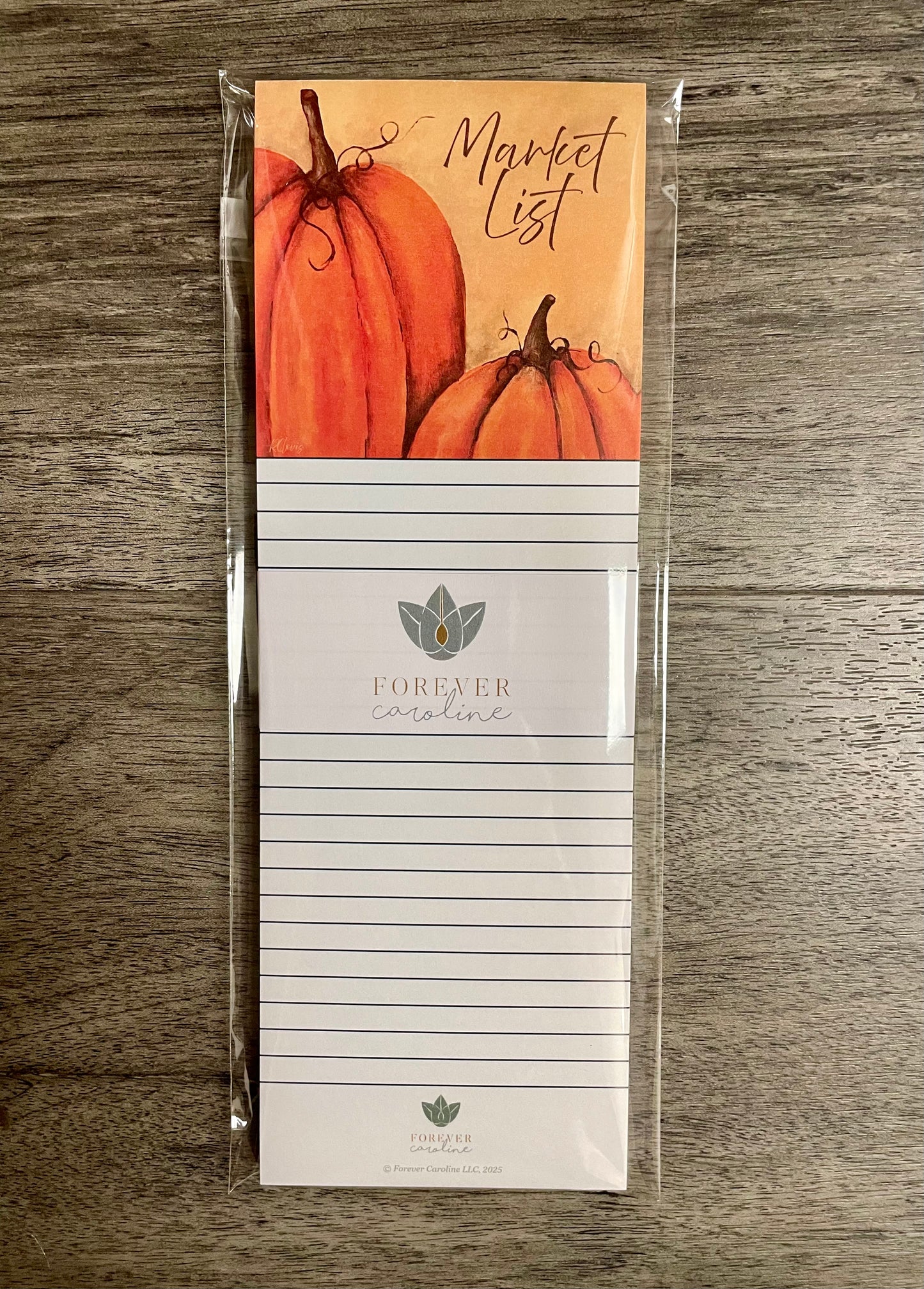 Magnetic Notepad w/ Autumn Harvest Pumpkin Artwork | Pretty Fall Memo Pad