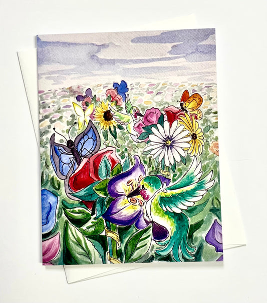 Butterfly and Hummingbird All-Occasion Blank Notecard
