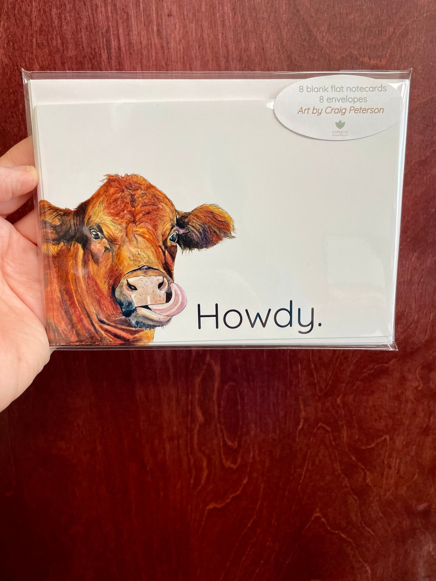 Flat Note Cards with Cow Artwork | Set of 8 Cards & Envelopes