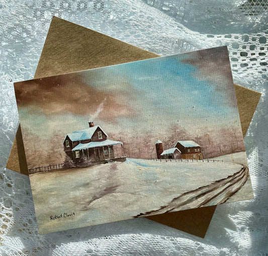 Winter Farm Holiday, Christmas or Thank You Greeting Card