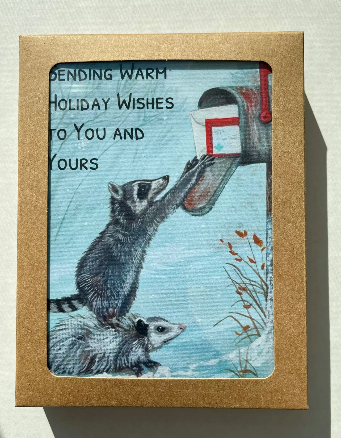 Raccoon & Opossum Holiday Greetings Card