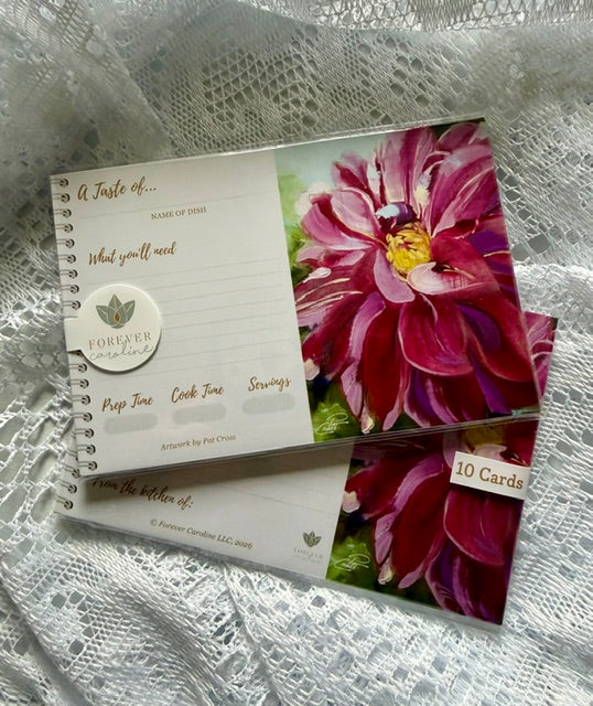 Recipe Cards Gift Set w/ Summer Dahlia Artwork | 10, 20 or 50 Cards