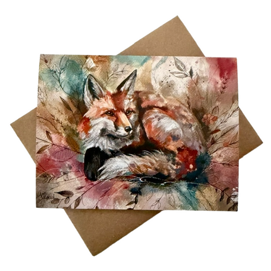 Cozy Woodlands Fox Notecard | Single Card or Set of 4, 8 or 20