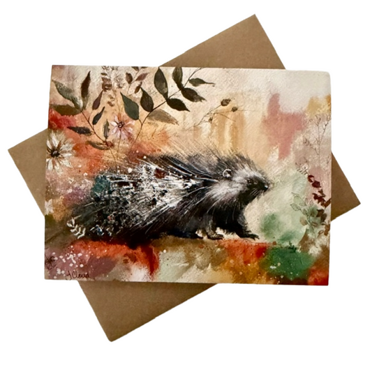 Woodlands Porcupine Notecard | Single Card or Set of 4, 8 or 20