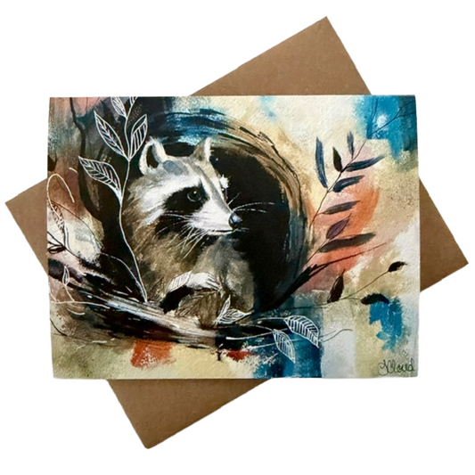 Woodlands Raccoon Notecard | Single Card or Set of 4, 8 or 20