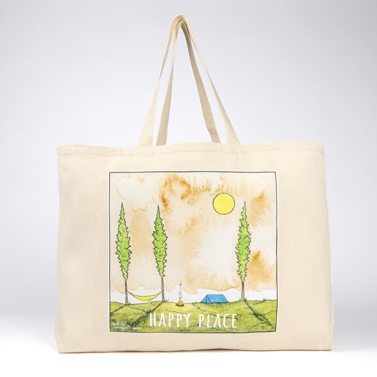 Peterson "Happy Place" Camping Jumbo Tote Bag