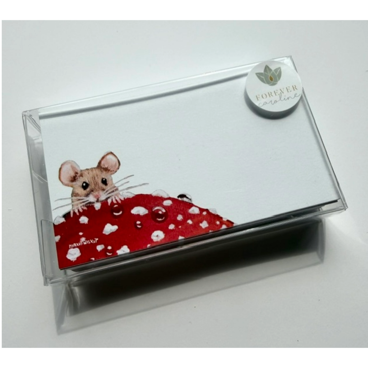 Whimsical Mouse with Red Toadstool "Love Notes" Pack of 60 Tiny Cards