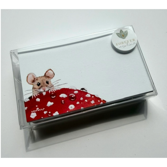 Whimsical Mouse with Red Toadstool "Love Notes" Pack of 60 Tiny Cards
