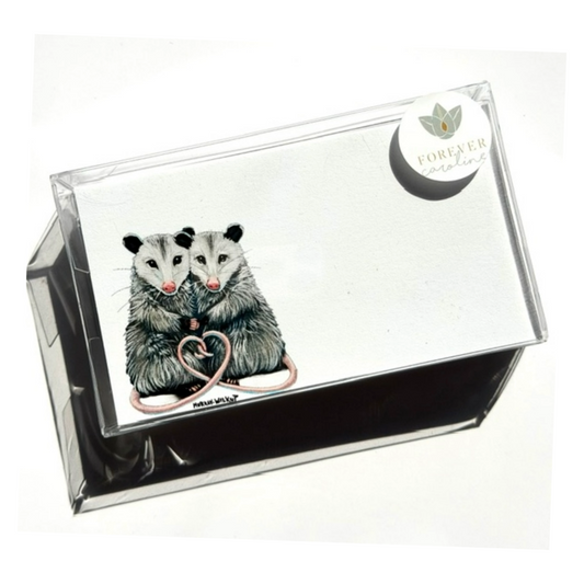 Opossum Pair "Love Notes" Pack of 60 Tiny Cards | Valentine's Day Cards