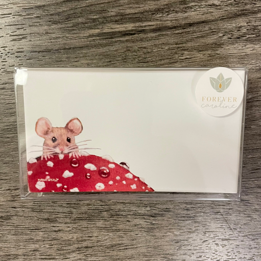 Whimsical Mouse with Red Toadstool "Love Notes" Pack of 60 Tiny Cards