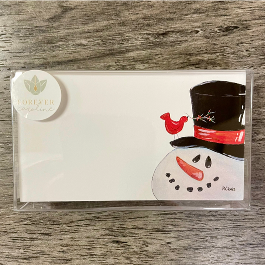 Whimsical Snowman & Red Bird "Love Notes" Pack of 60 Tiny Cards
