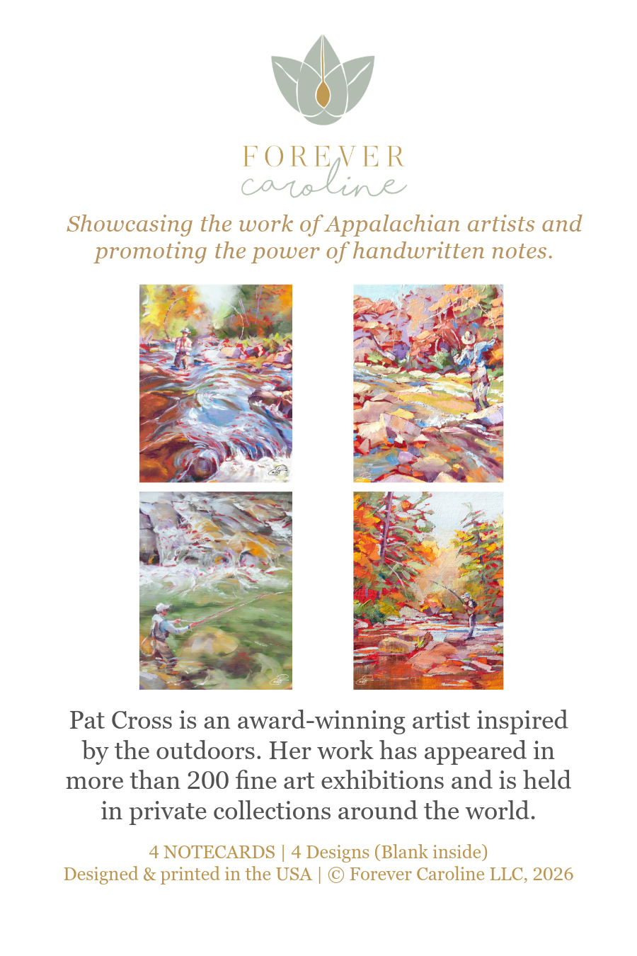 Fly Fishing Fine Art Notecard Set – Four Blank Cards