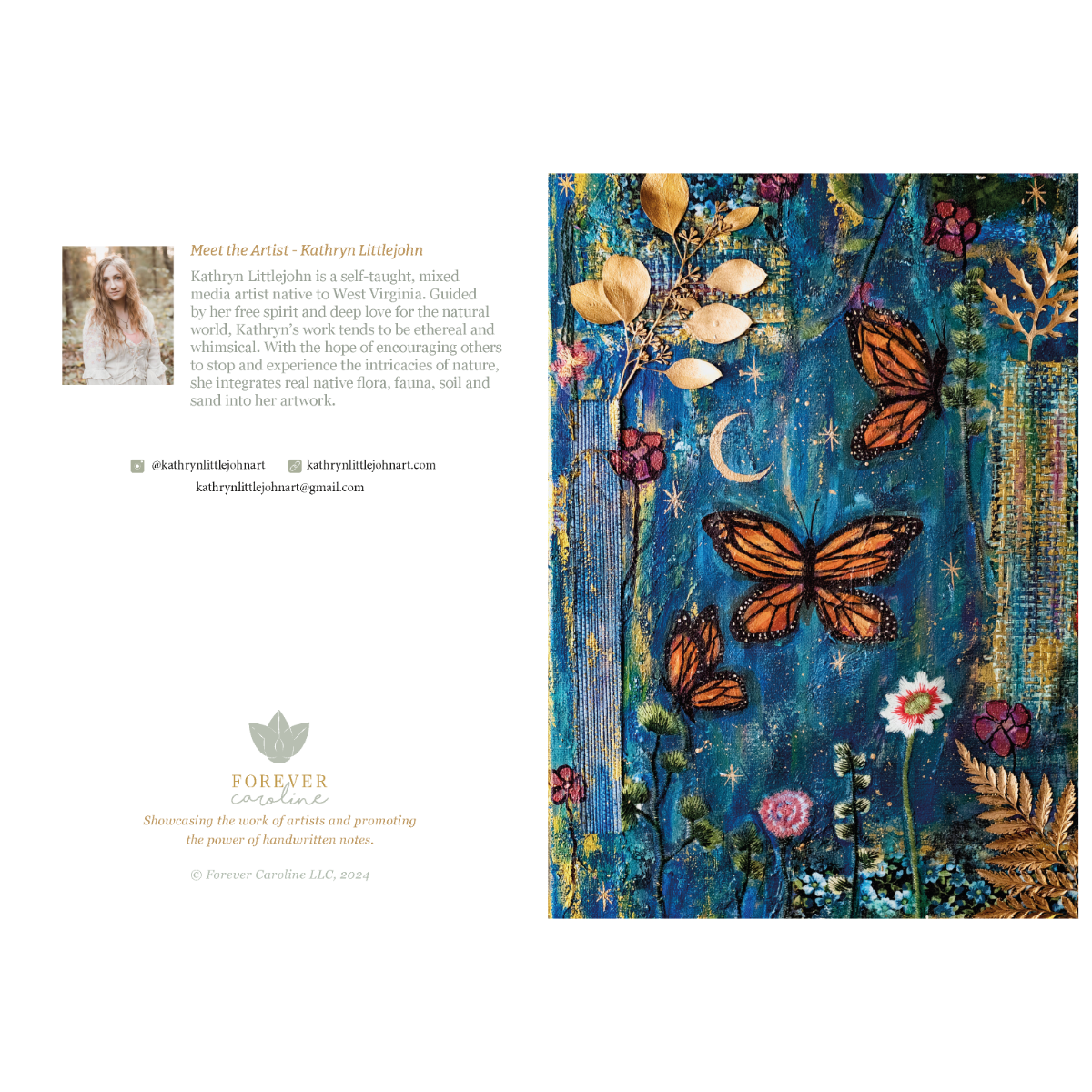 Littlejohn Butterflies Single Notecard