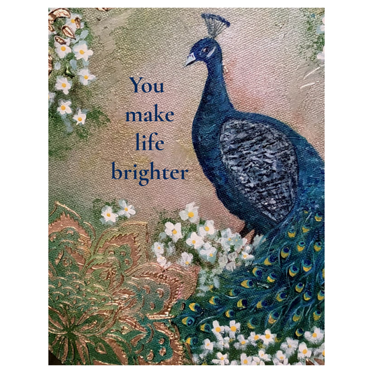 You Make Life Brighter Card | Ornate Tapestry Peacock Art