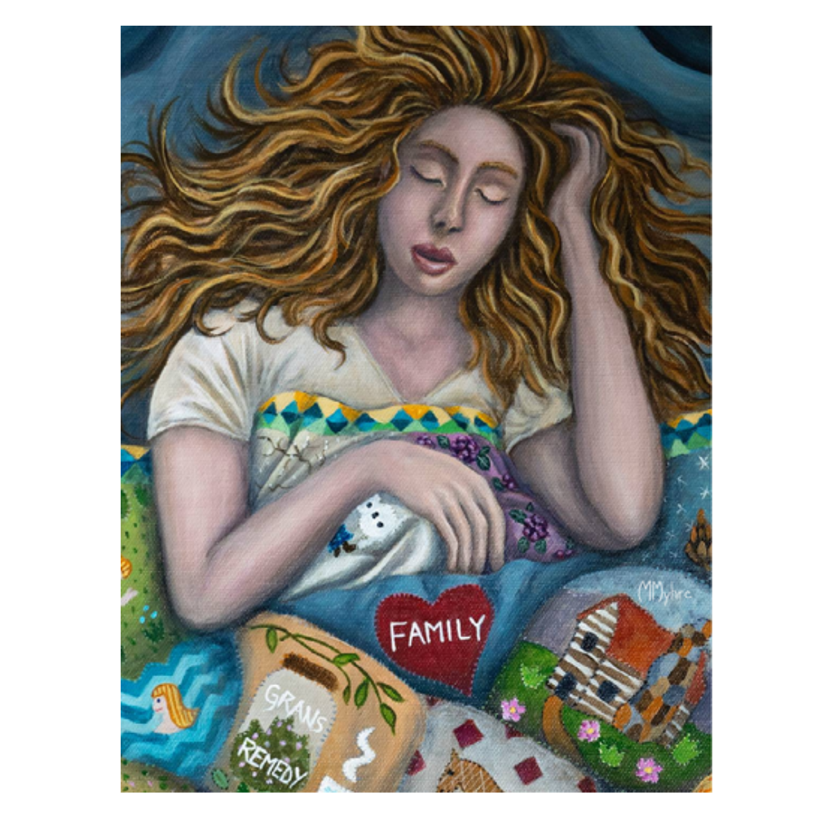 Cozy Family Quilt Fine Art Notecard | Single Card or Boxed Set of 4, 8 or 20