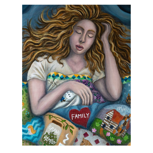 Cozy Family Quilt Fine Art Notecard | Single Card or Boxed Set of 4, 8 or 20