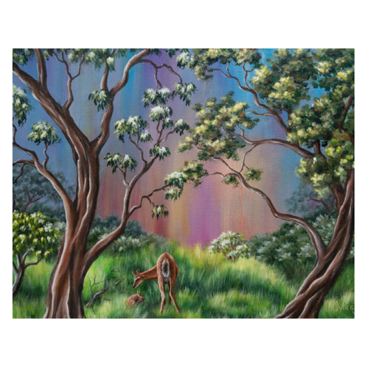 Mother Deer & Fawn Greeting Card | Woodland Meadow Fine Art