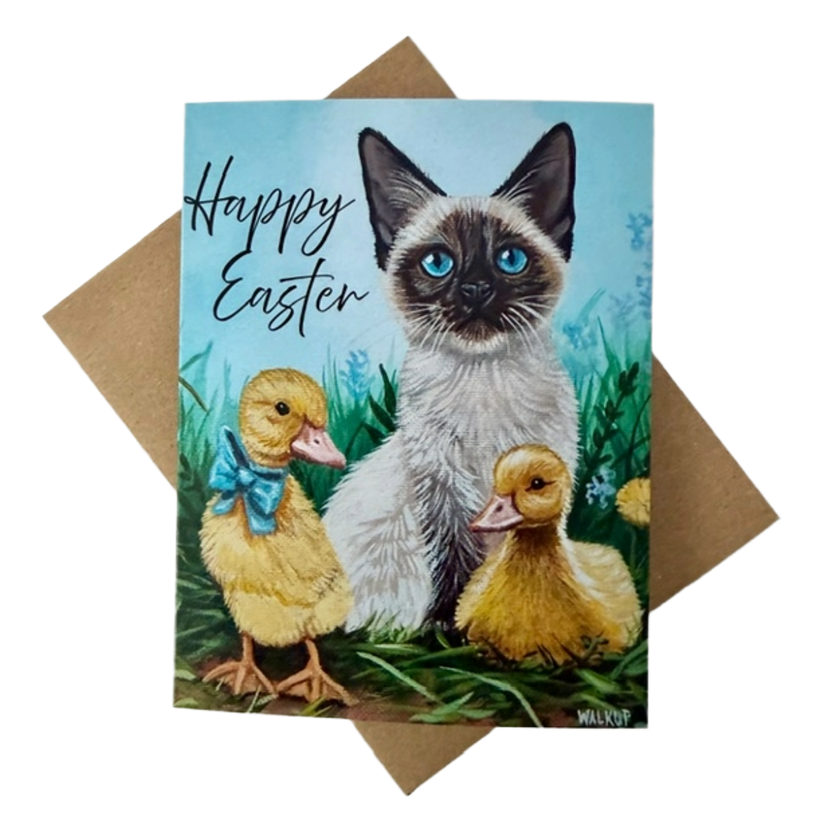 Siamese Kitten & Ducklings "Happy Easter" Greeting Card