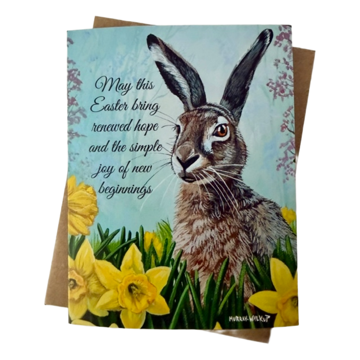 Easter Hare & Daffodils Greeting Card